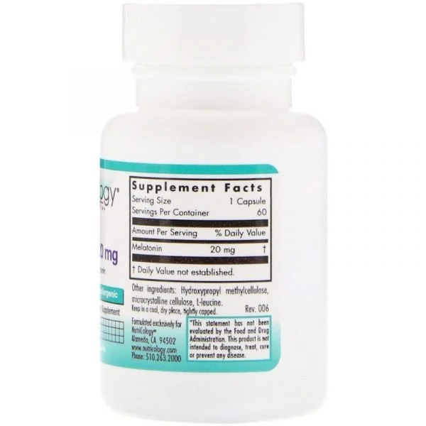 Nutricology, Melatonina, 20 mg - Image 2