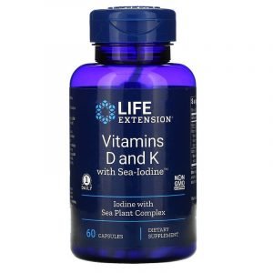 Life Extension, Vitamine D + K con iodio marino, 125 mcg (5,000 IU)