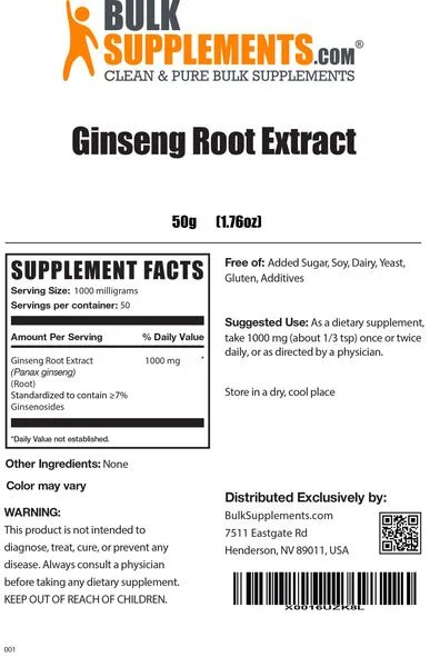 Bulk Supplements, Estratto di radice di ginseng - immagine 2