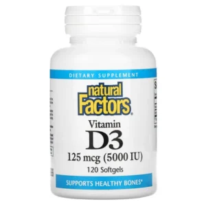 Natural Factors, vitamina D3, 125 mcg (5.000 UI)